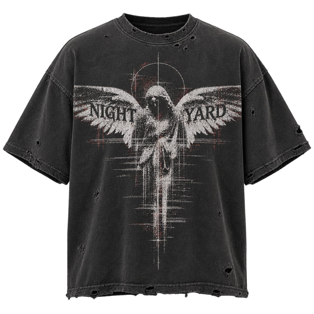 Static Angel Distressed Box Tee by Night Yard on transparent background