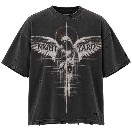 Static Angel Distressed Box Tee by Night Yard on transparent background