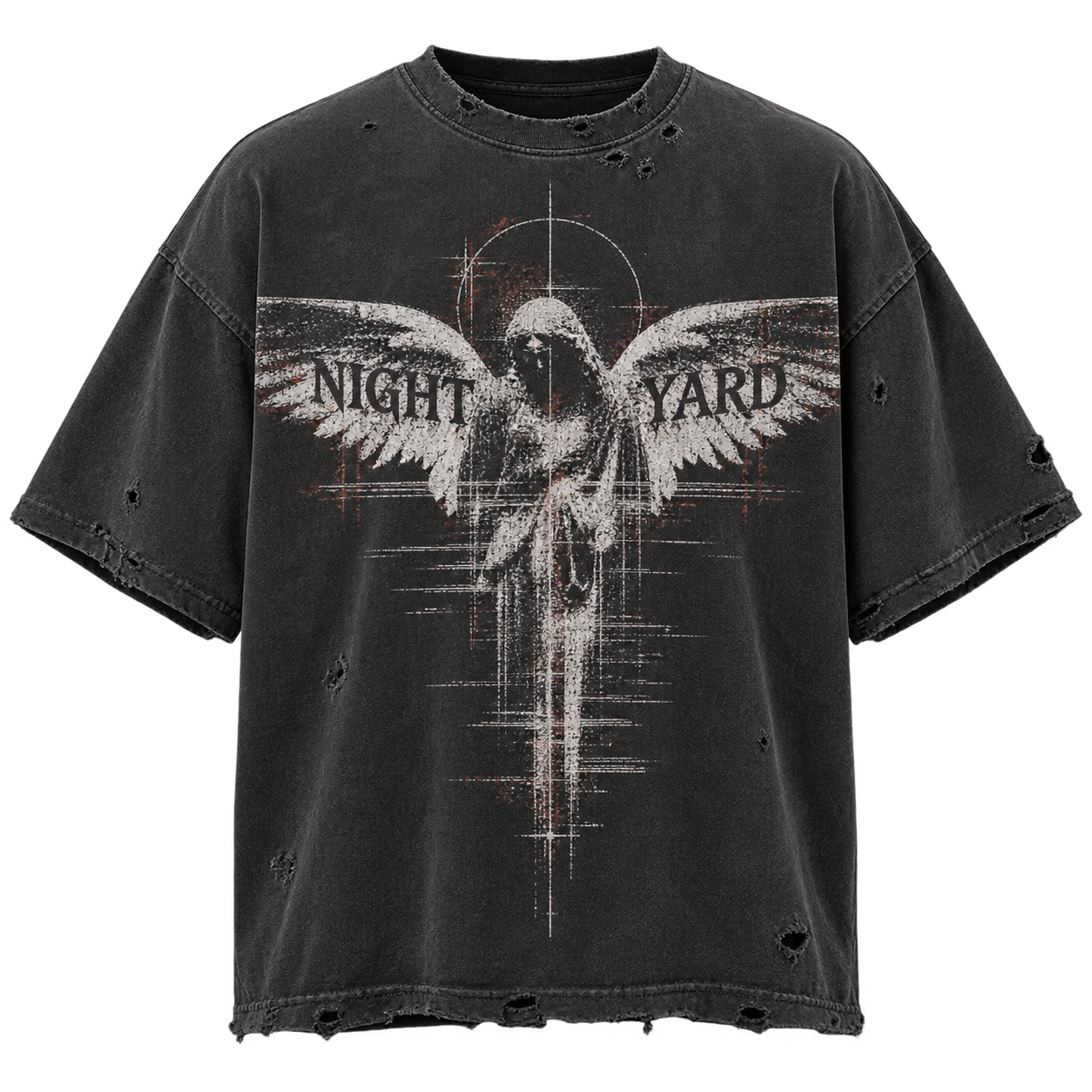 Night Yard Static Angel distressed graphic T-shirt