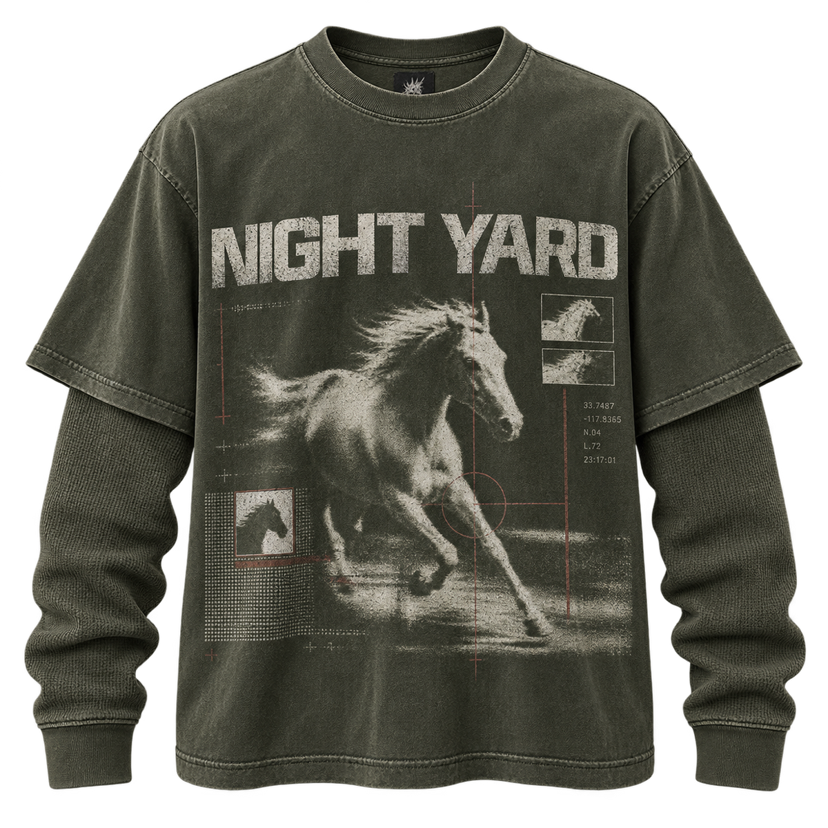 Blackout Horse Layered Thermal Tee by Night Yard on transparent background