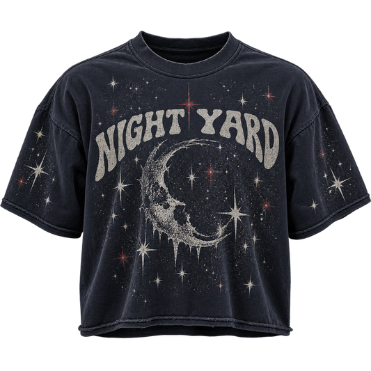 Afterdark Stars Cropped Box Tee by Night Yard on transparent background