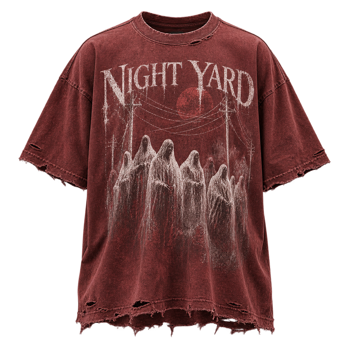 Midnight Choir Shredded Hem Tee by Night Yard on transparent background