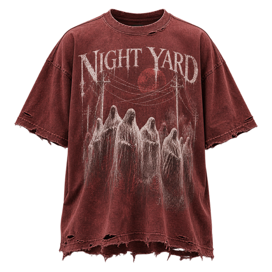 Midnight Choir Shredded Hem Tee by Night Yard on transparent background
