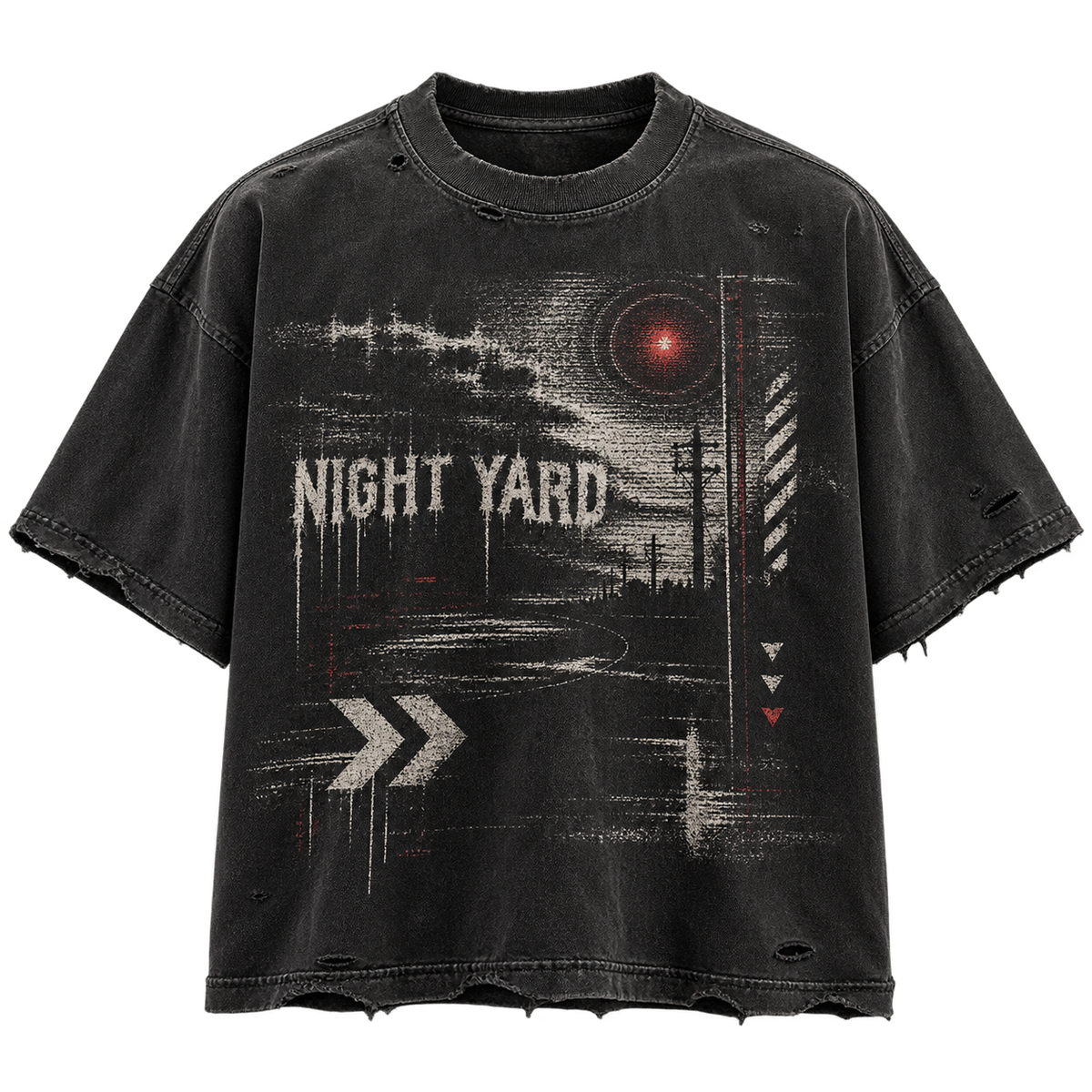 Signal Loss Distressed Box Tee by Night Yard on transparent background