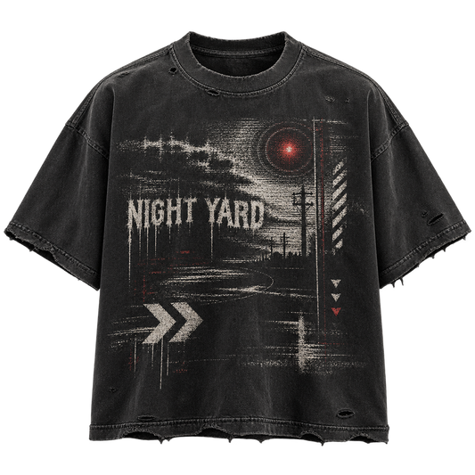 Signal Loss Distressed Box Tee by Night Yard on transparent background