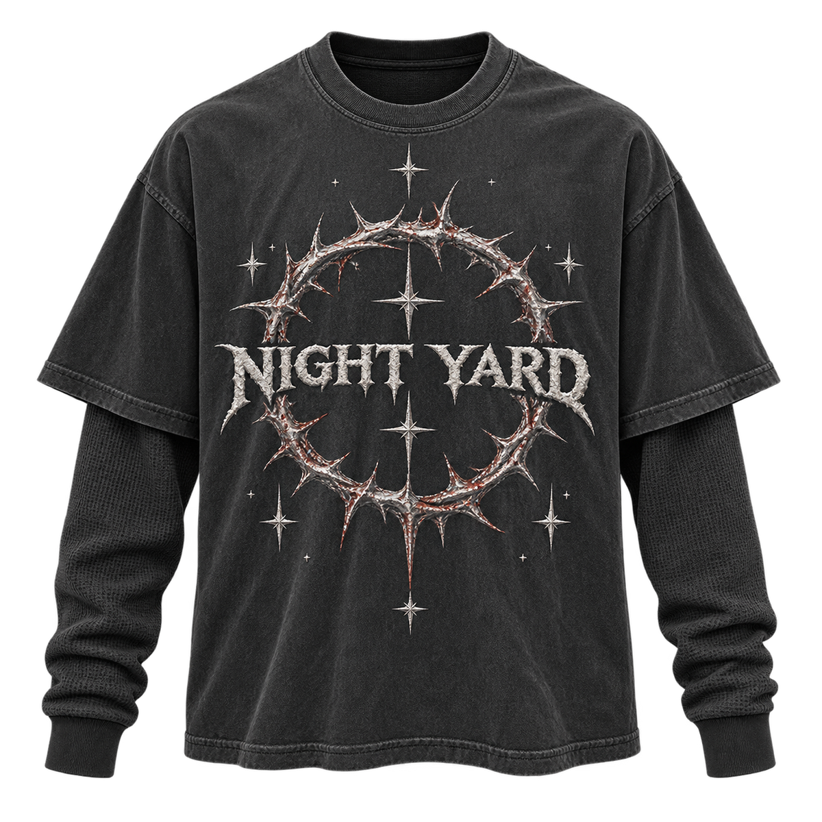 Chrome Thorn Layered Thermal Tee by Night Yard on transparent background