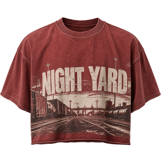 Trackside Cropped Box Tee by Night Yard on transparent background