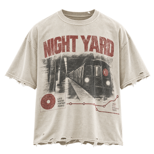 Night Service Shredded Hem Tee by Night Yard on transparent background