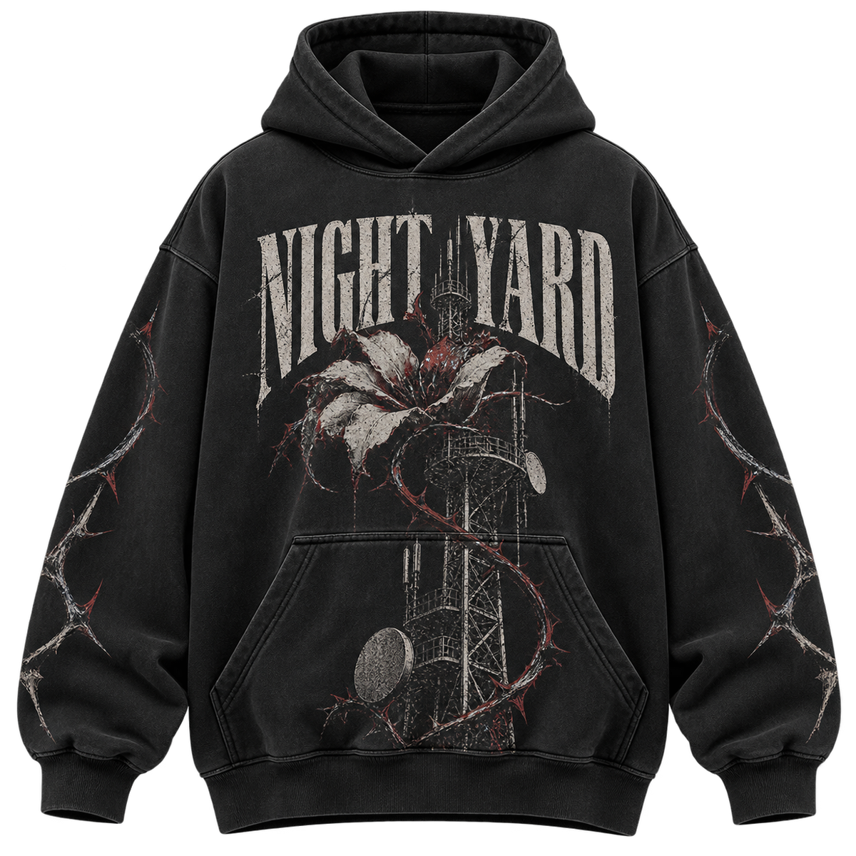 Terminal Bloom Oversized Pullover Hoodie by Night Yard on transparent background