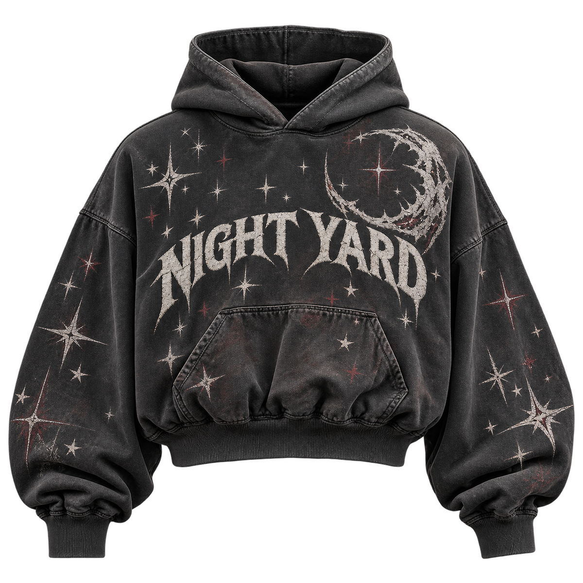 Afterdark Stars Cropped Pullover Hoodie by Night Yard on transparent background