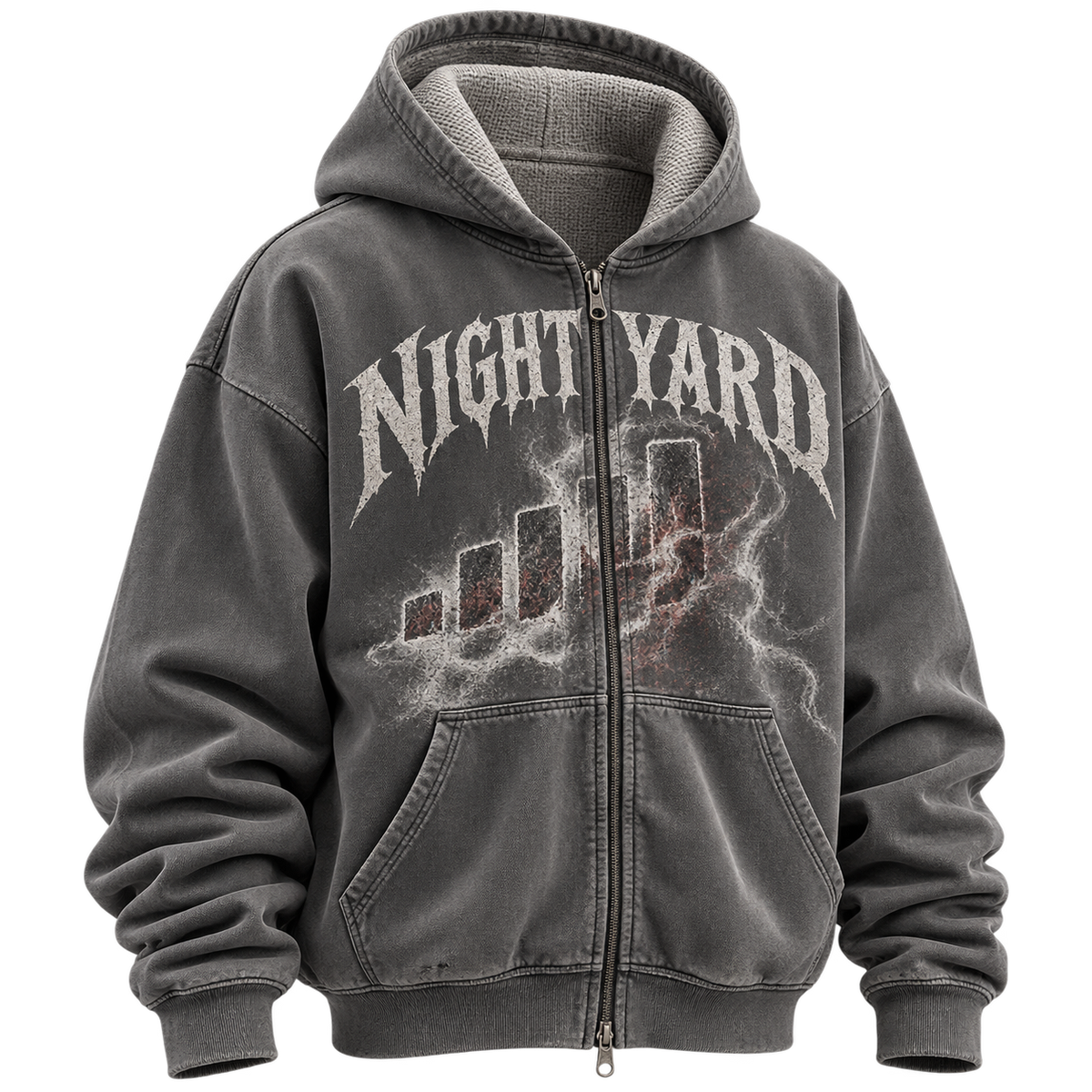 No Service Thermal Lined Zip Hoodie by Night Yard on transparent background