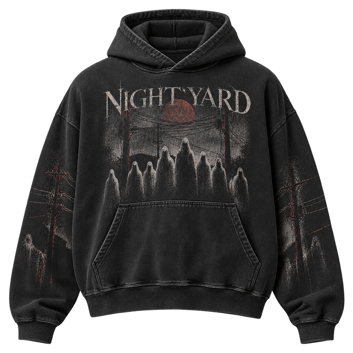 Midnight Choir Washed Box Hoodie by Night Yard on transparent background