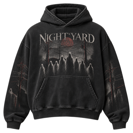 Midnight Choir Washed Box Hoodie by Night Yard on transparent background