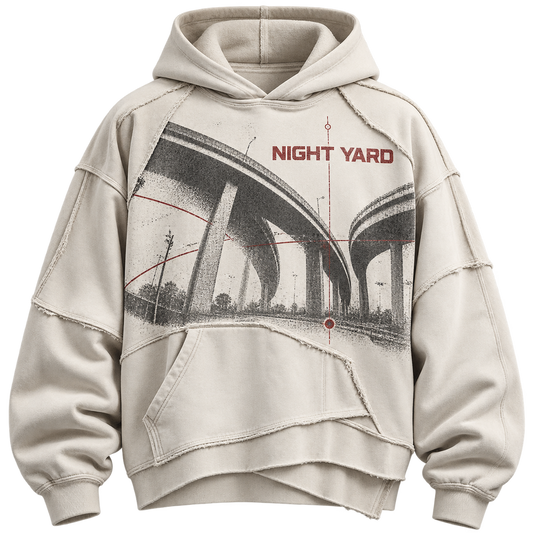 Overpass Split Seam Hoodie by Night Yard on transparent background