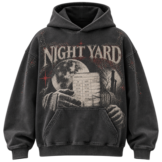 Grave Shift Rhinestone Graphic Hoodie by Night Yard on transparent background