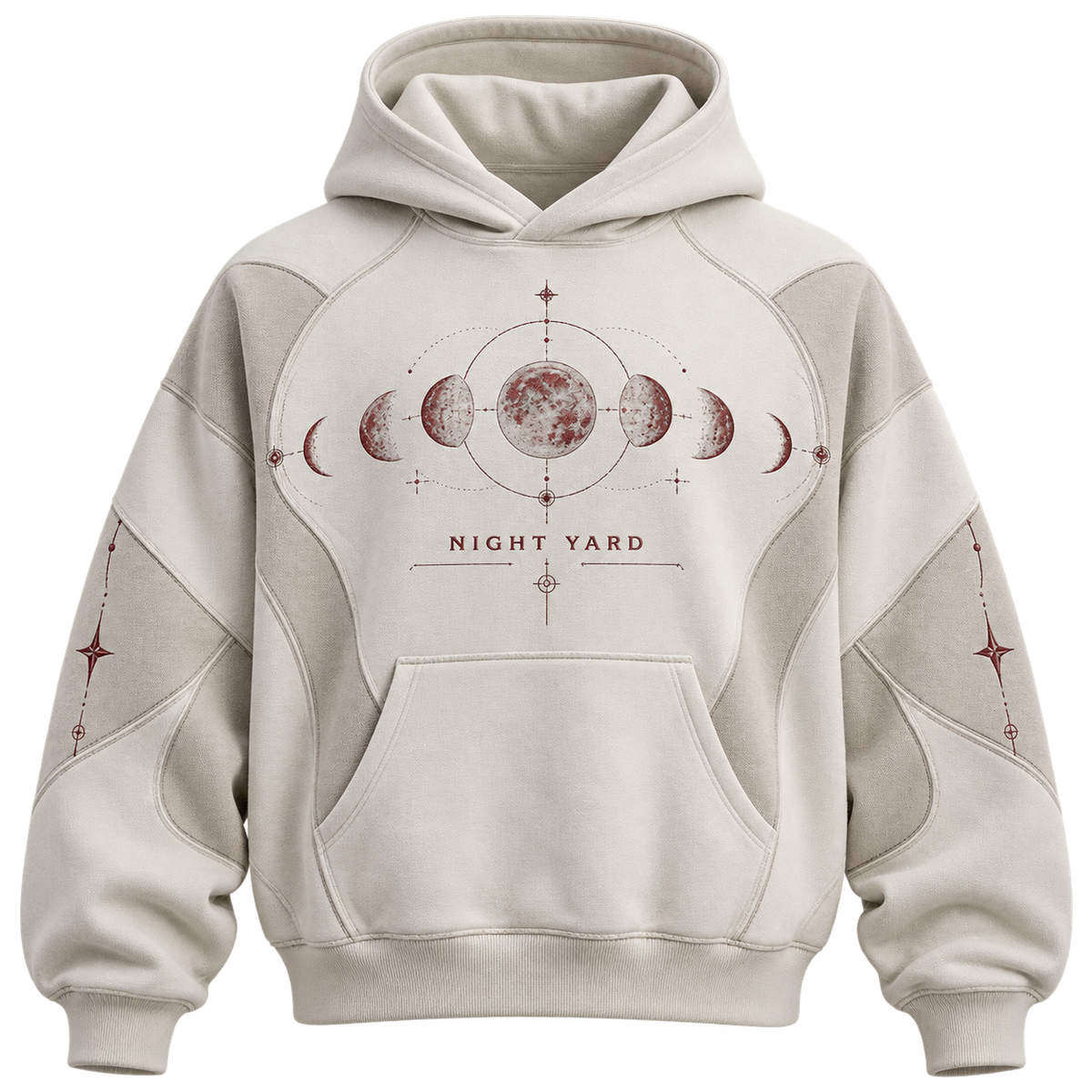 Moon Relay Panelled Box Hoodie by Night Yard on transparent background