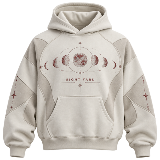 Moon Relay Panelled Box Hoodie by Night Yard on transparent background