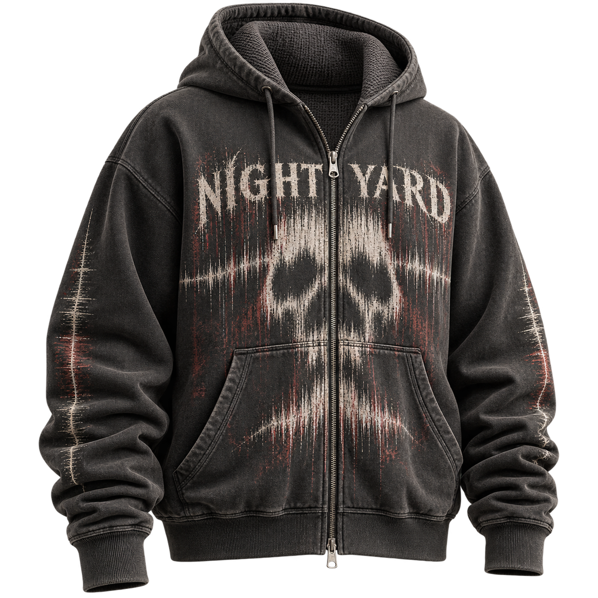 Dead Frequency Thermal Lined Zip Hoodie by Night Yard on transparent background