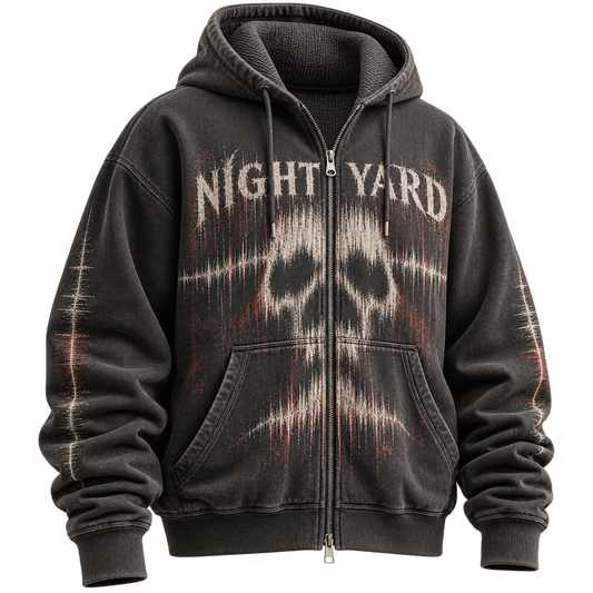 Dead Frequency Thermal Lined Zip Hoodie by Night Yard on transparent background