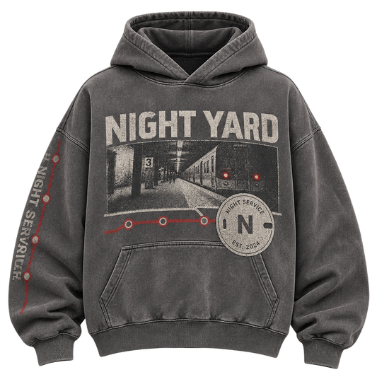 Night Service Washed Box Hoodie by Night Yard on transparent background