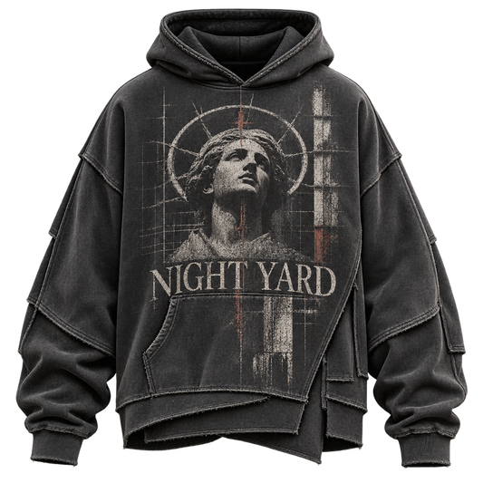 Concrete Halo Split Seam Hoodie by Night Yard on transparent background