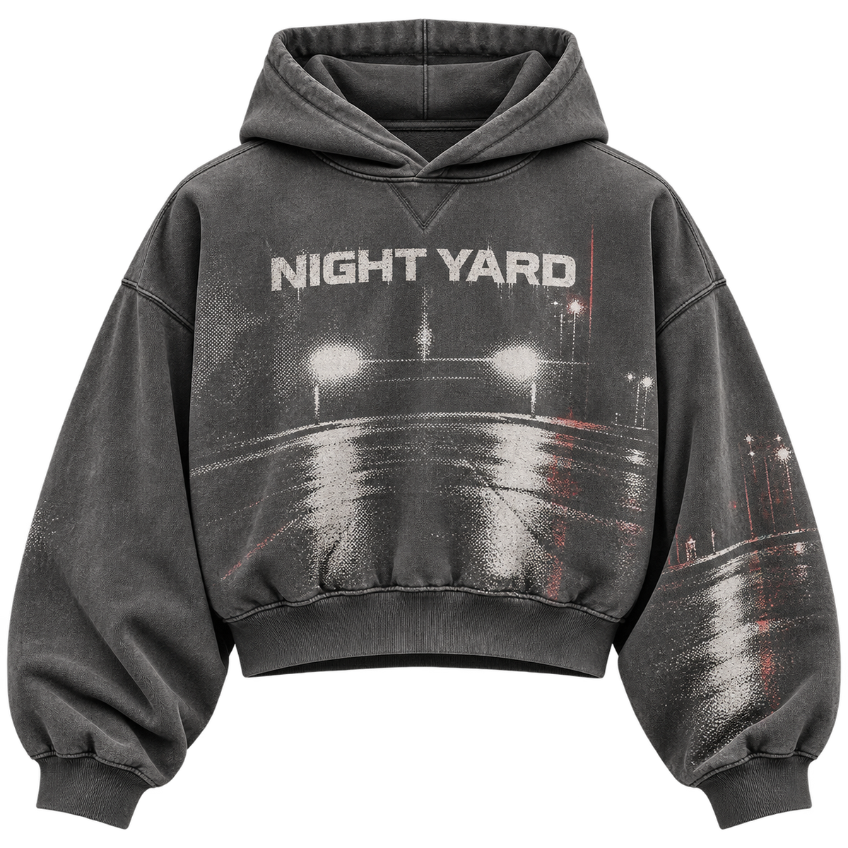 Low Beam Cropped Pullover Hoodie by Night Yard on transparent background