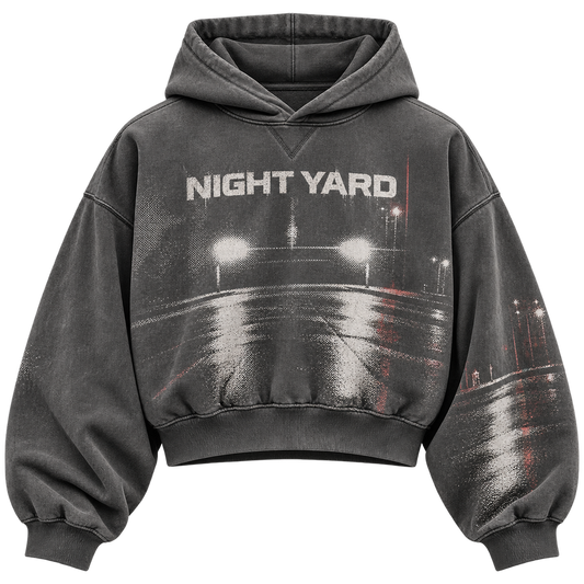 Low Beam Cropped Pullover Hoodie by Night Yard on transparent background