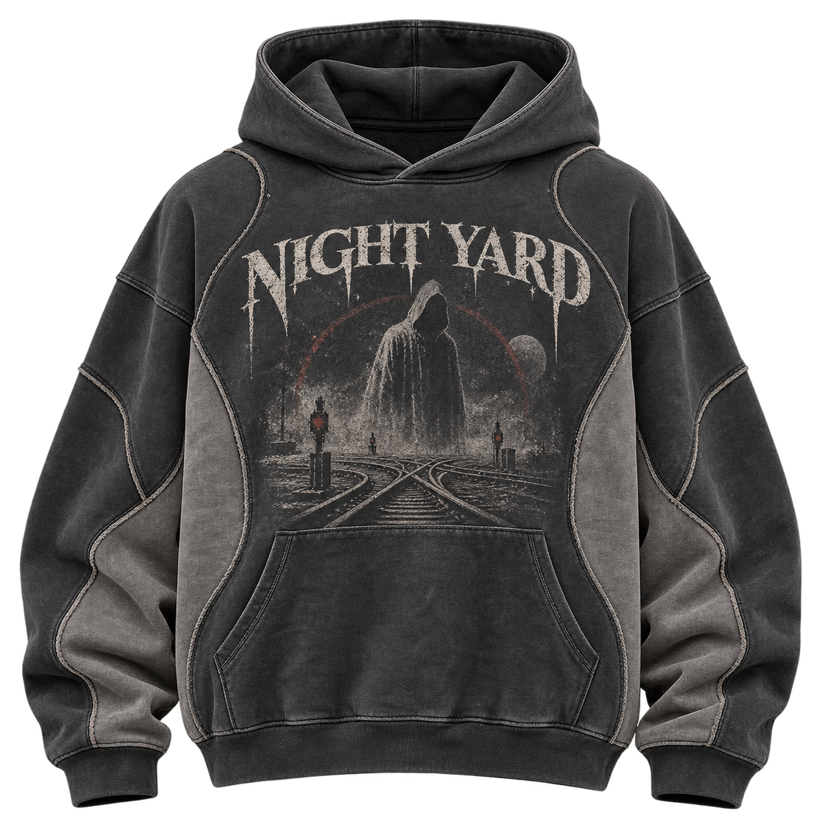 Yard Spirit Panelled Box Hoodie by Night Yard on transparent background
