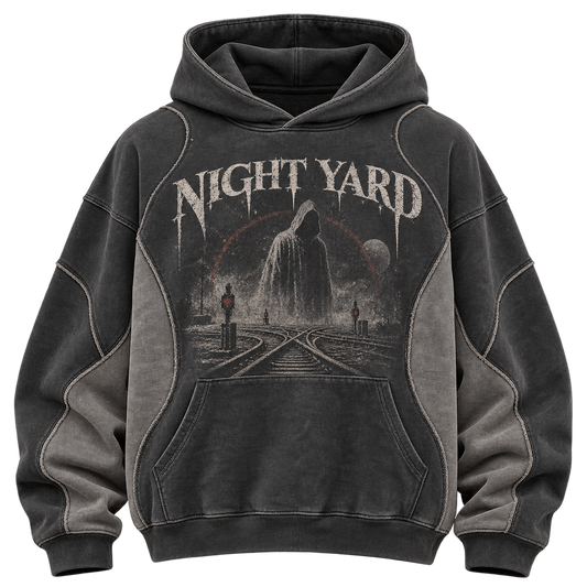 Yard Spirit Panelled Box Hoodie by Night Yard on transparent background