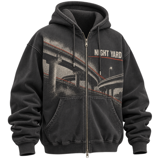 Overpass Thermal Lined Zip Hoodie by Night Yard on transparent background