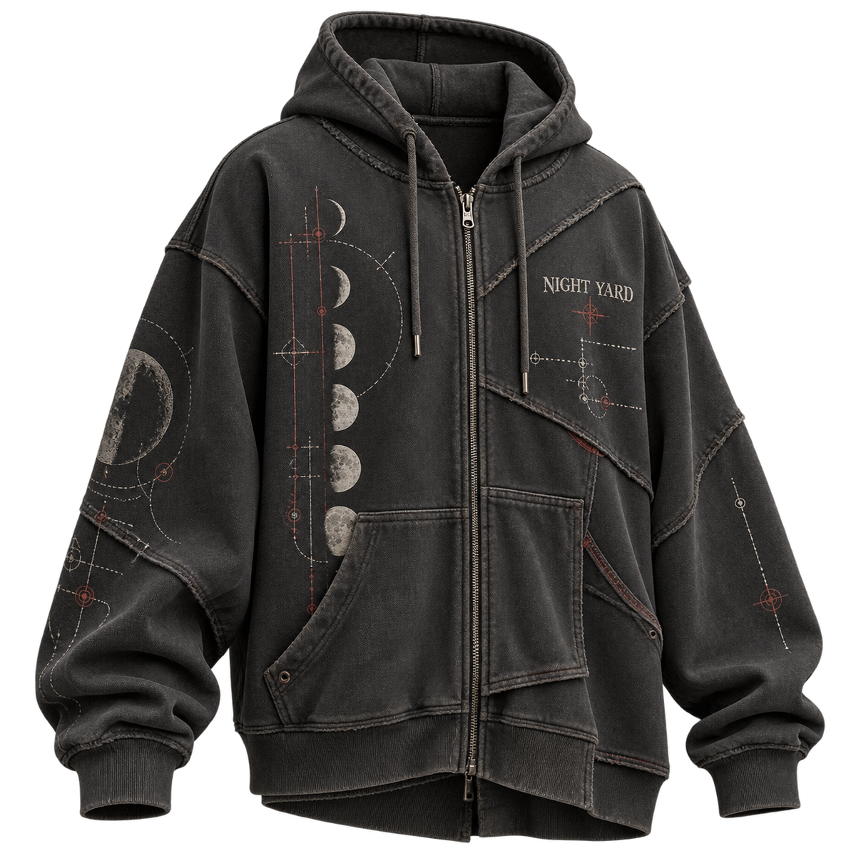 Moon Relay Split Seam Full-Zip by Night Yard on transparent background