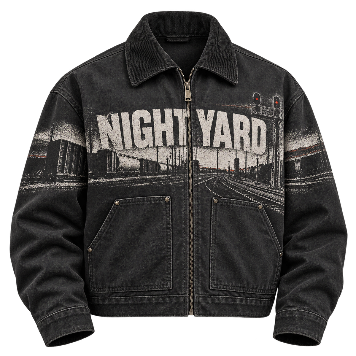 Trackside Boxy Work Jacket by Night Yard on transparent background