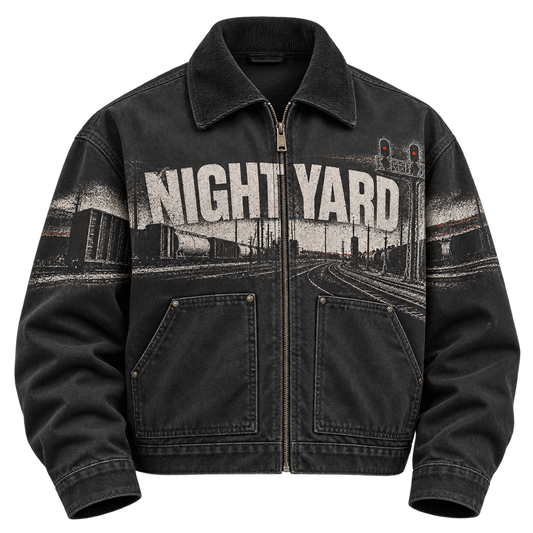 Trackside Boxy Work Jacket by Night Yard on transparent background