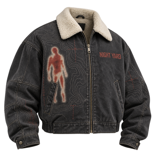 Heat Trace Sherpa Lined Canvas Jacket by Night Yard on transparent background