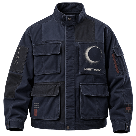 Shadow Dept Patchwork Field Jacket by Night Yard on transparent background
