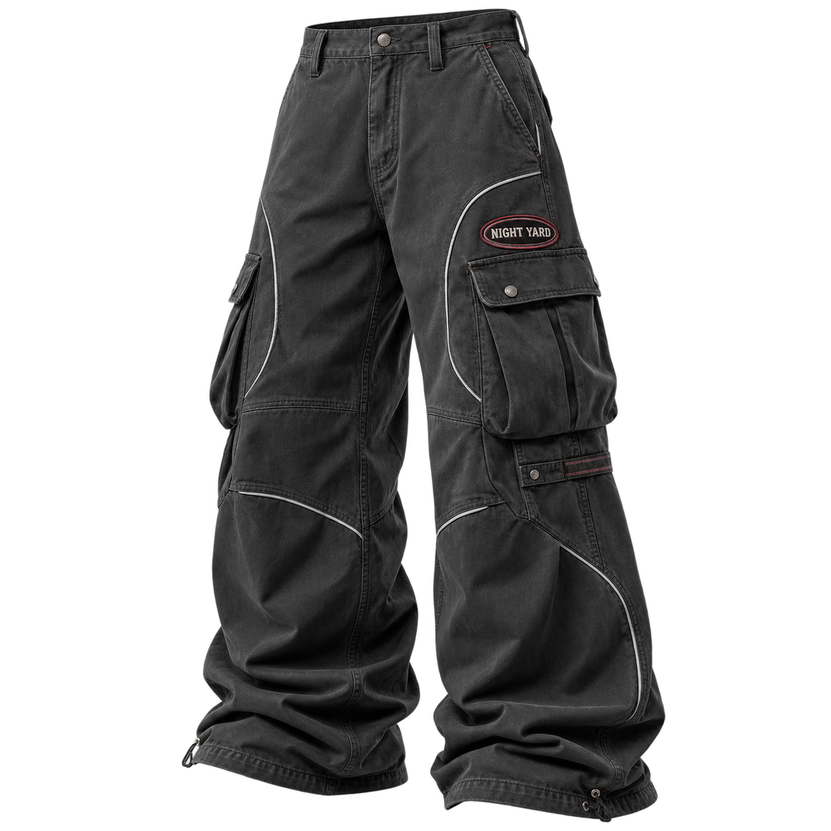 Charcoal Signal Patch Wide Cargo Pant by Night Yard on transparent background