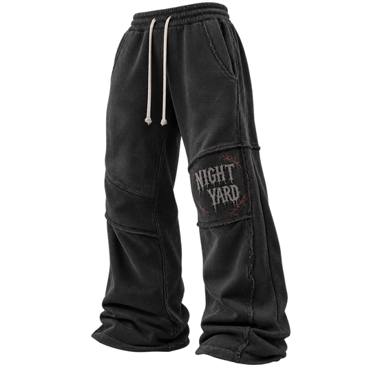 Washed Black Static Knee Flare Sweatpant by Night Yard on transparent background
