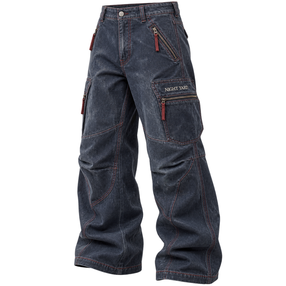 Indigo Redline Stitch Waxed Utility Pant by Night Yard on transparent background