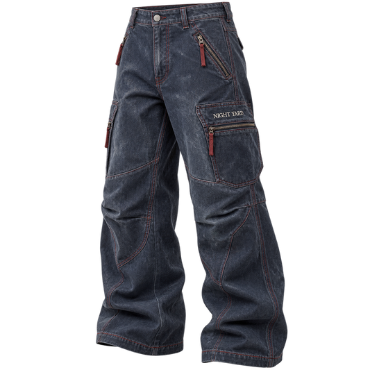 Indigo Redline Stitch Waxed Utility Pant by Night Yard on transparent background