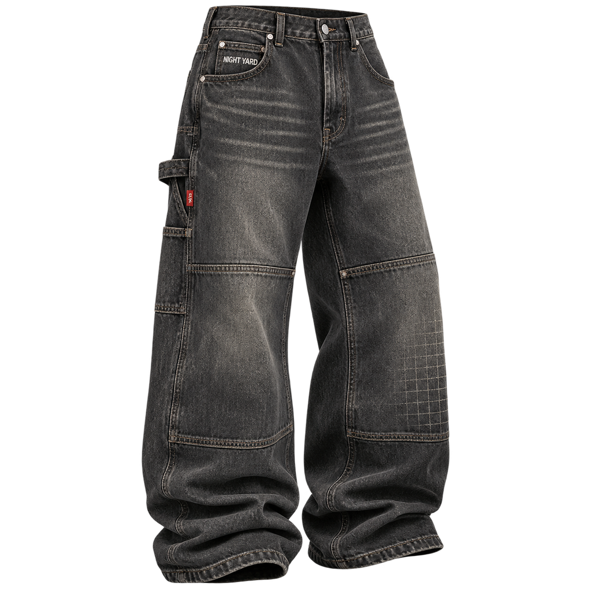 Oxide Yard Grid Baggy Carpenter Jean by Night Yard on transparent background