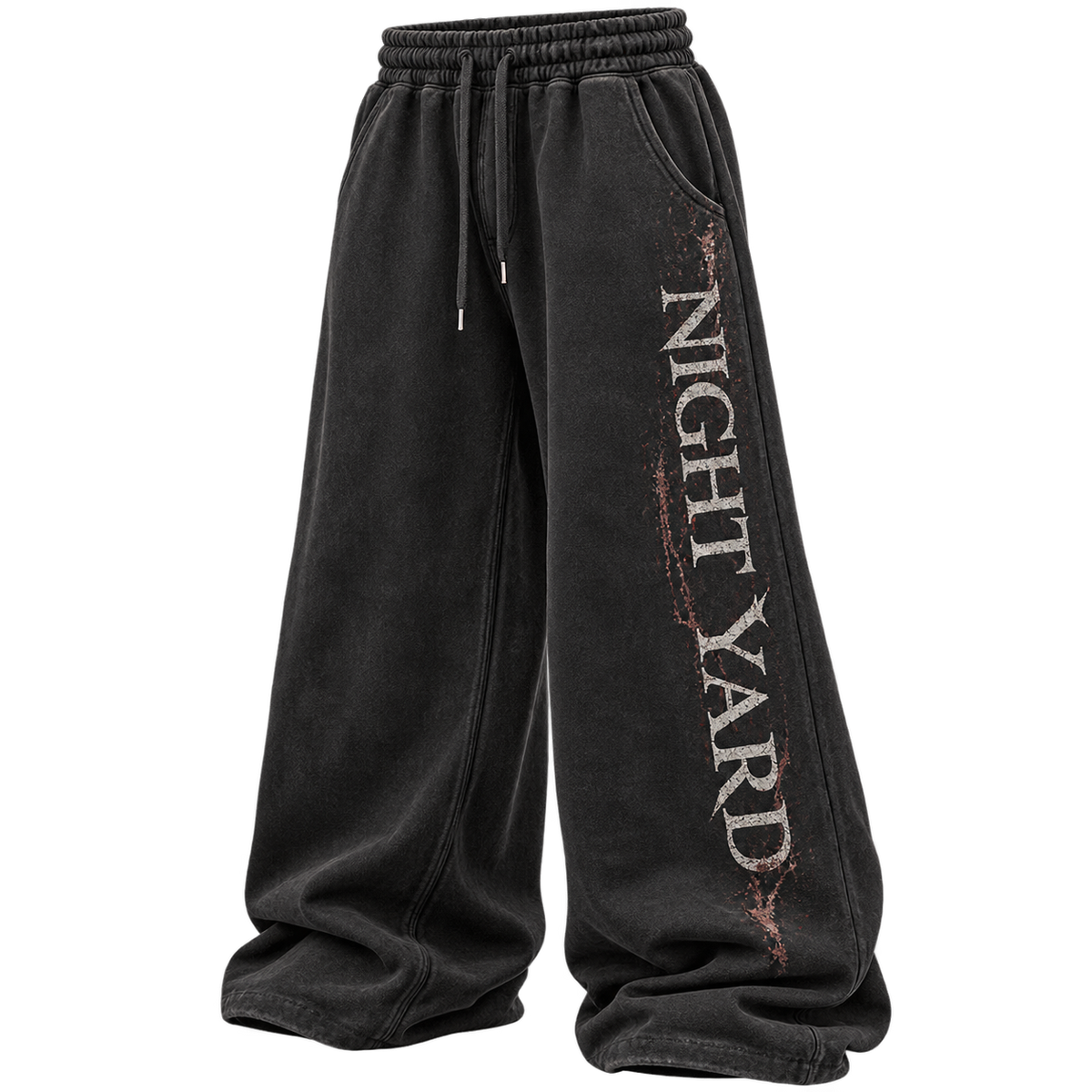 Washed Black Track Type Wide Sweatpant by Night Yard on transparent background