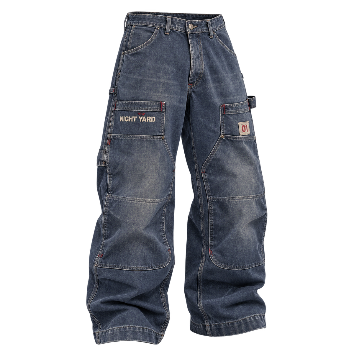 Indigo Double Zero Double Knee Pant by Night Yard on transparent background