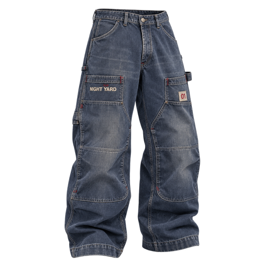 Indigo Double Zero Double Knee Pant by Night Yard on transparent background