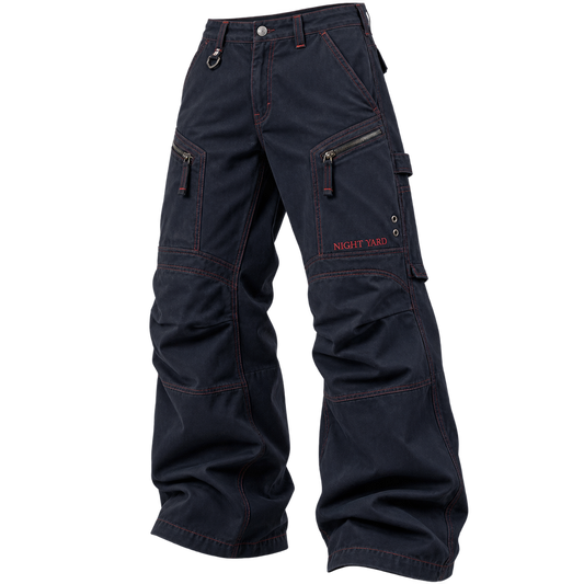 Midnight Redline Stitch Waxed Utility Pant by Night Yard on transparent background