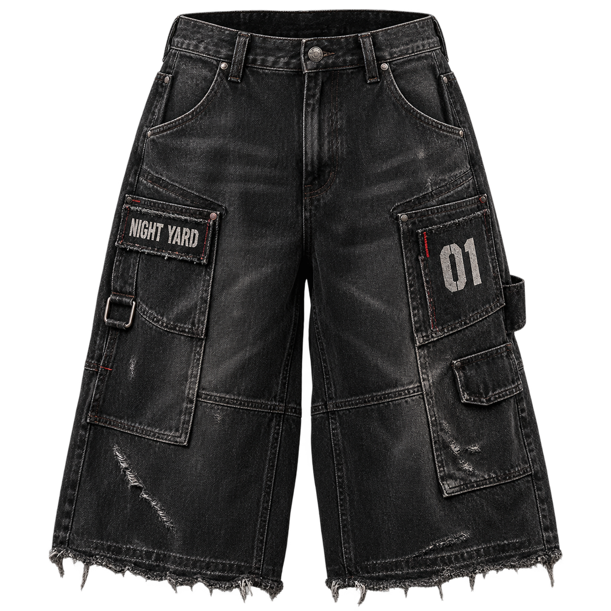 Double Zero Distressed Jort by Night Yard on transparent background