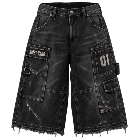 Double Zero Distressed Jort by Night Yard on transparent background