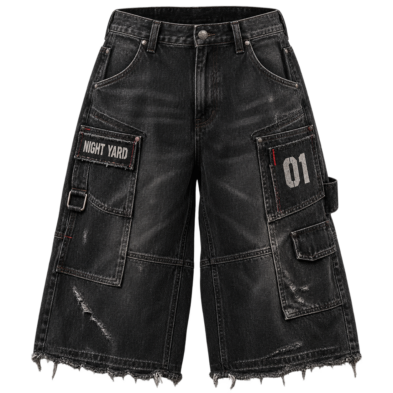 Night Yard Double Zero distressed jorts