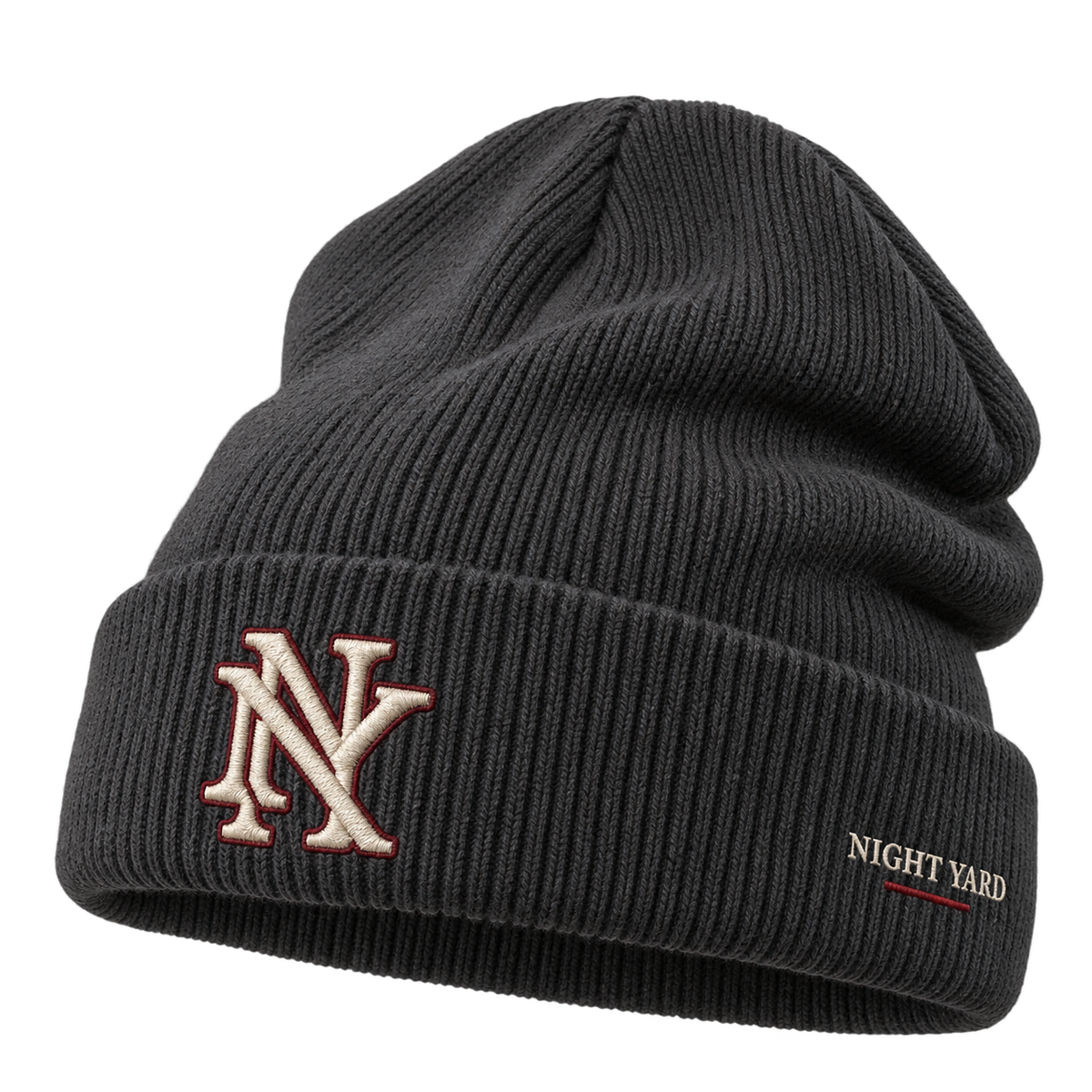 NY Monogram Cuffed Beanie by Night Yard on transparent background
