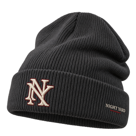 NY Monogram Cuffed Beanie by Night Yard on transparent background