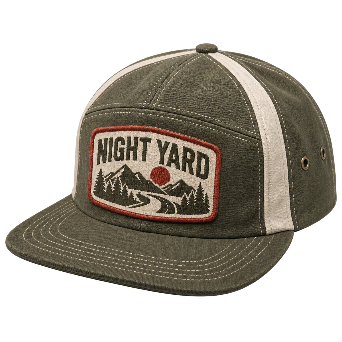 Route Patch Flat-Brim Panel Cap by Night Yard on transparent background